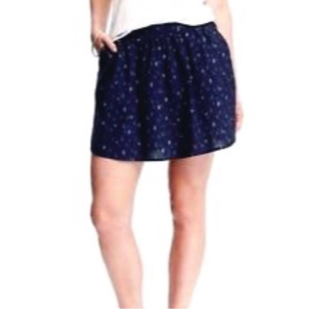 Old Navy Blue Mini Skirt Blue Pockets 100% Cotton Splash Print Summer Size Large